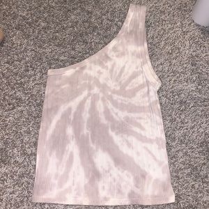 White tie dye one shoulder tank